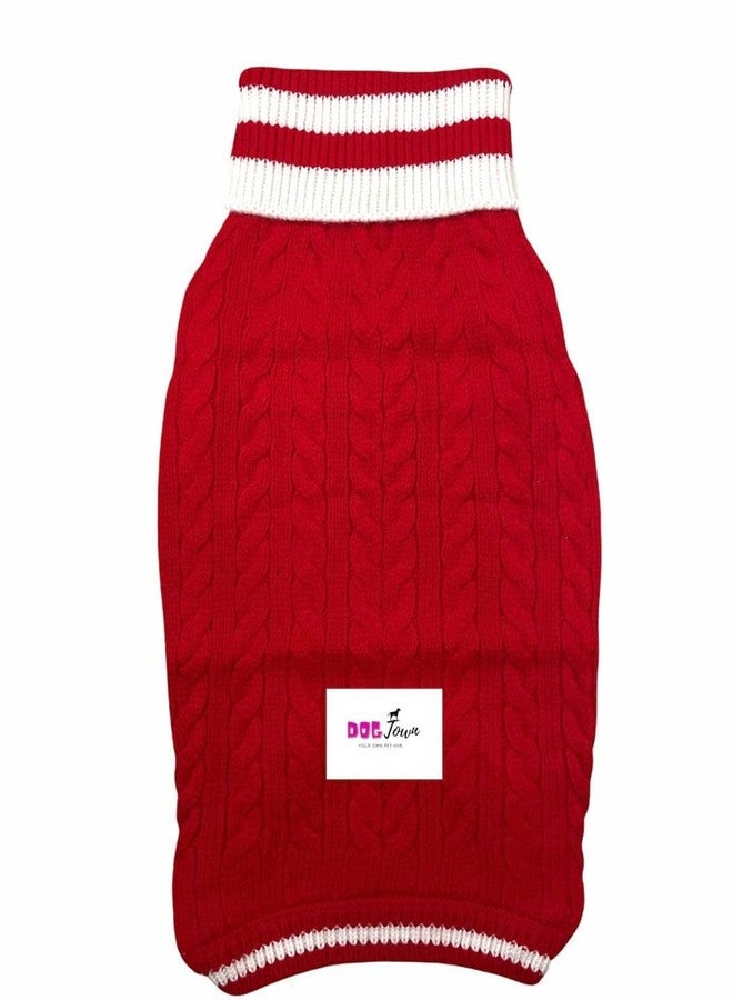 DOGTOWN Core High Neck Round Dog Sweater | Year-Round Sweater for Dogs | Dog Fleece Vest | Pet Jacket | Fleece Lining | Lightweight | Streachable Neck (Red, XXL 24" INCH) - Image 1